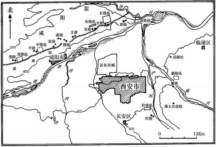 西汉十一陵分布图.