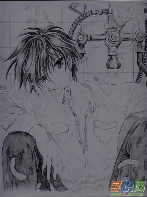 动漫男生铅笔画图片大全_动漫素描画图片铅笔画