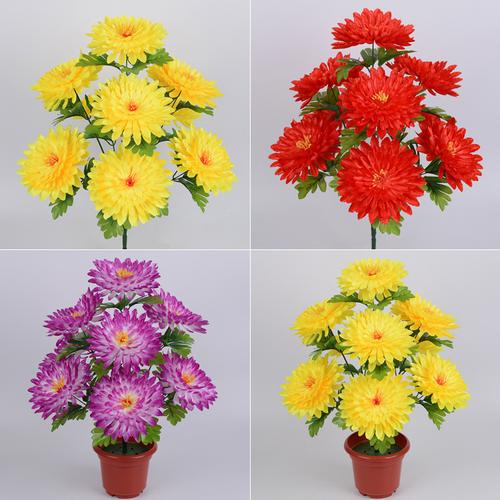 清明菊花花批发 清明上坟仿真花 仿真祭祀用花菊花 塑料菊花假花仿真