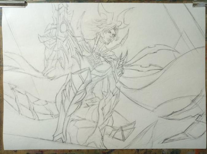 手绘一幅四开的百里守约