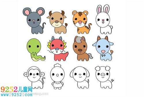 小老鼠简笔画,十二生肖简笔画教程