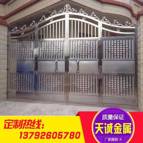 不锈钢庭院大门双开门农村304别墅防盗门家用高档豪华院子门定制