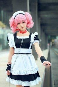 大促销 展 妖狐x仆ss 骷髅宫歌留多超萌女仆装cos 项圈锁链