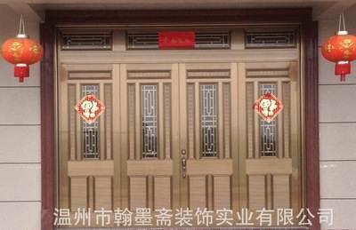 温州永嘉坚美牌铝合金防盗艺术门 落地房住宅四扇大门