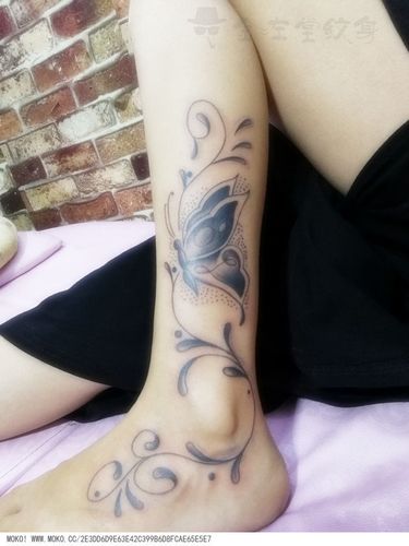 蝴蝶纹身小腿 金左堂纹身 小清新