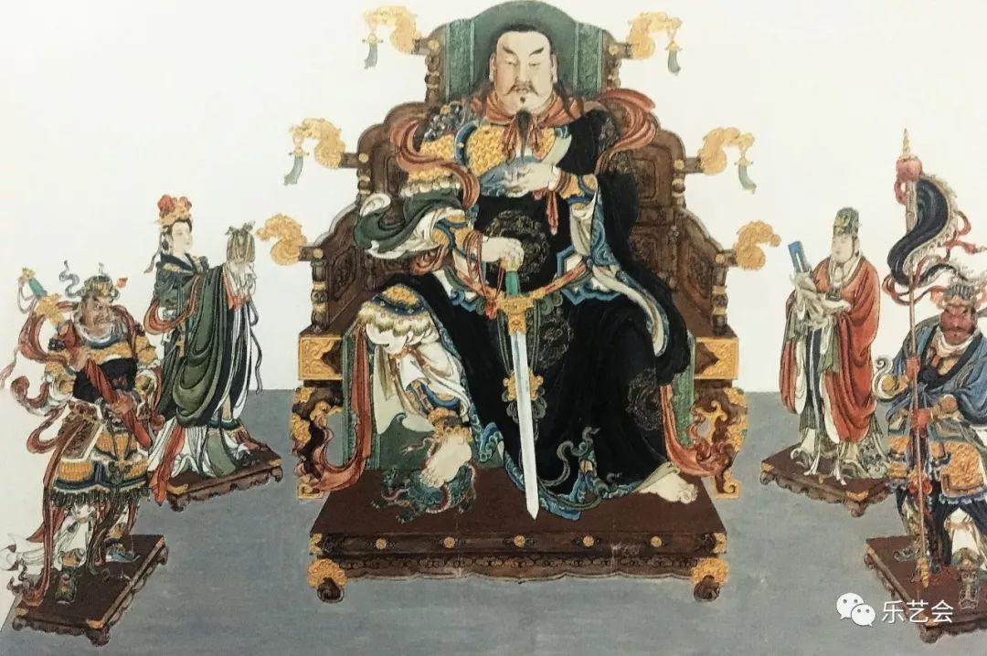 真武大帝像 彩塑粉稿 作于山西高平廉颇庙道教三清像 彩塑粉稿钟馗