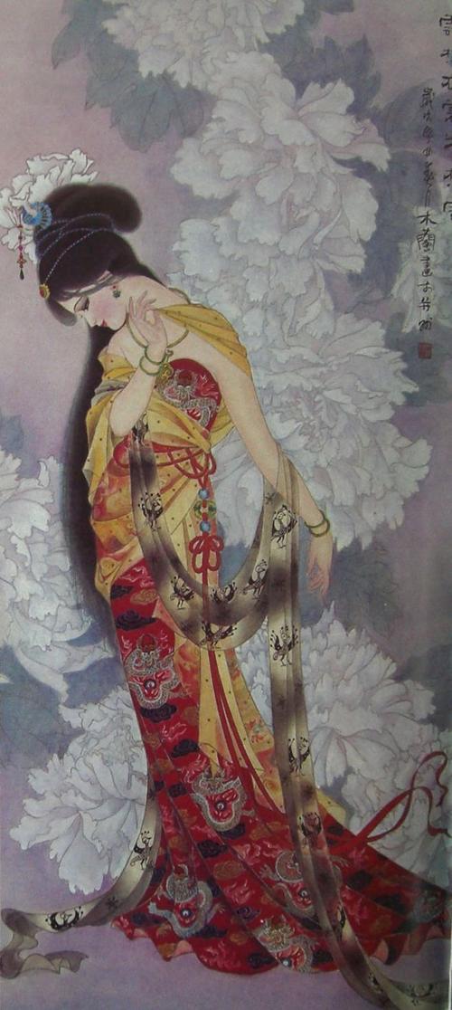 王木兰工笔仕女图