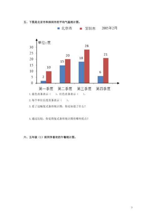 最新2021学年四年级数学下册第8单元平均数与条形统计图第2课时复式