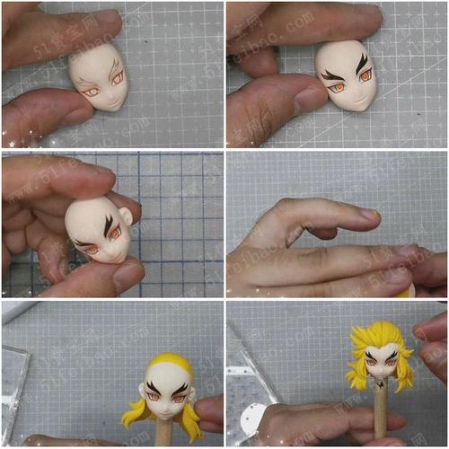 diy粘土卡通人偶教程鬼灭之刃角色炎柱手办