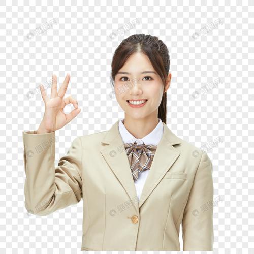 可爱美女职员ok手势
