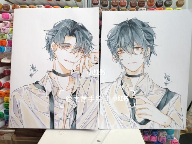 【雨茜手绘】贺朝,谢俞_手绘_马克笔_绘画_人文_绘画