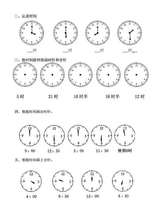 一年级数学上册《认识钟表》专题,做到会认,会读,会画