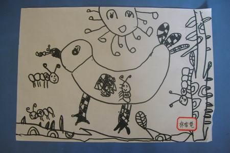 爸爸种菜我捉虫简笔画