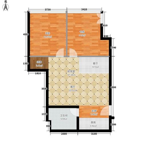银座晶都国际2室0厅1卫0厨80.00㎡户型图