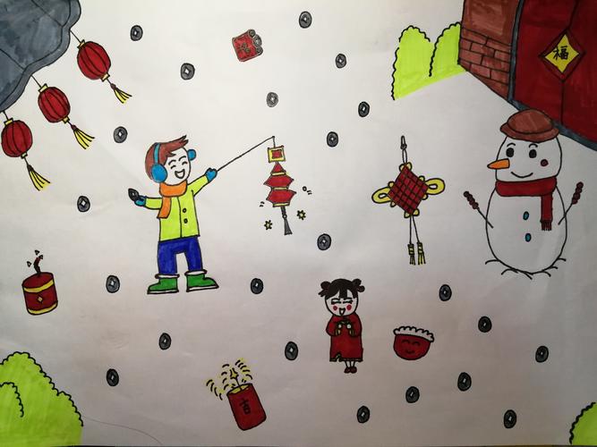 四下《春节到》活动三画春节热闹场景