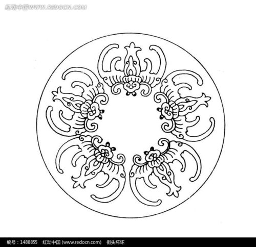 中国古典图案-五只蝙蝠图案