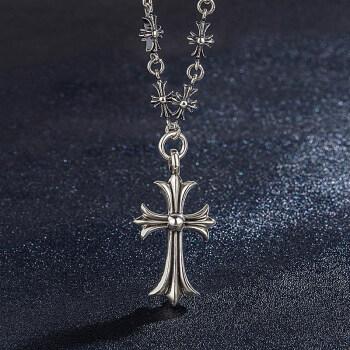 ch克罗心复古项链高版本银克罗伈十字架男节嘻哈潮流伸缩毛衣链女情侣