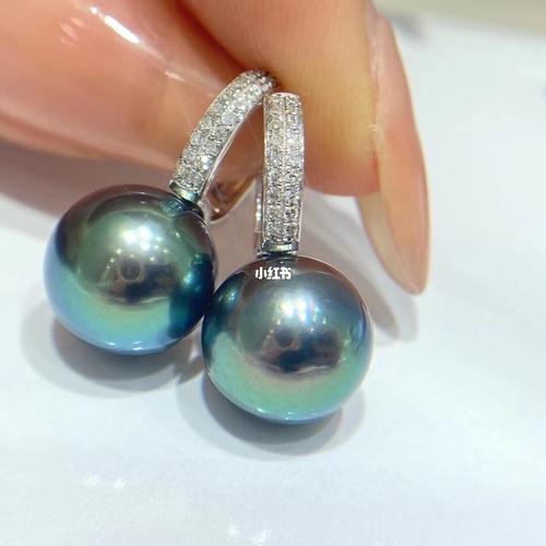 大溪地孔雀绿珍珠_孔雀绿_大溪地_珍珠_钻石_耳钉_大溪地孔雀绿_时尚