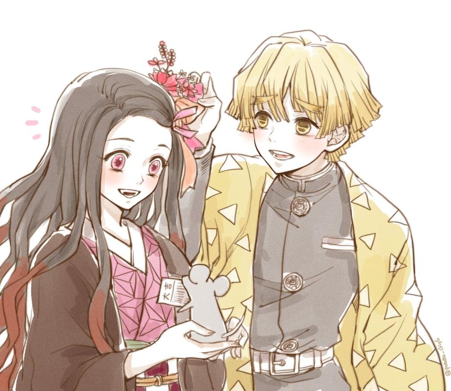 原创《鬼灭之刃》善逸 祢豆子的甜蜜合照,狂撒狗粮喂粉丝,吃得真饱