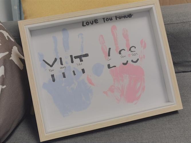 diy情侣手印相框送颜料油画涂鸦彩色按手掌挂画板制作恋爱纪念品
