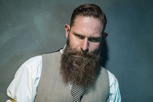 漂亮,胡须,男人,特写,长,山羊胡子,看,凶恶,摄影,灰色