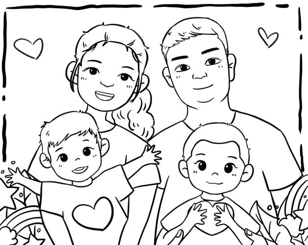 全家福|照片绘画_全家福_绘画_简笔画_画家_幸福一家全家福_人文_绘画