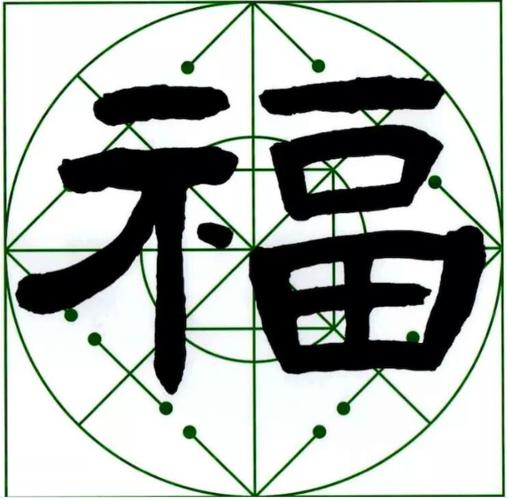 八种字体福字实体空心描摹范本
