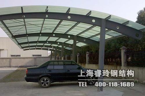 钢结构停车棚 简易车棚雨棚 助力车车棚 停车场车棚_找上海睿