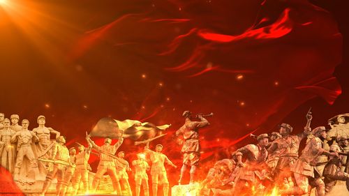 人民英雄红旗飘扬背景视频素材_4k