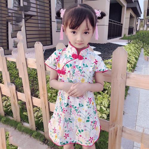 童装女童2021春夏季新款儿童修身旗袍裙公主裙中国风复古连衣裙视频