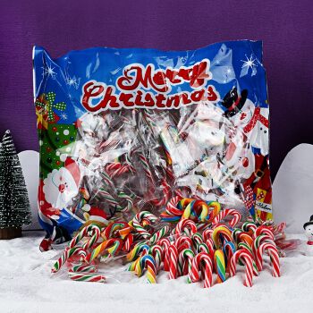 散装儿童节糖果薄荷味迷你拐杖糖雨伞柄手扙棍糖candy canes 500克