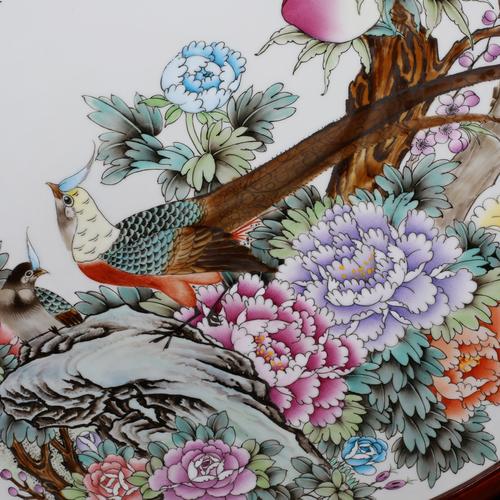 非物质文化传承人 釉上彩粉彩富贵长寿瓷板画