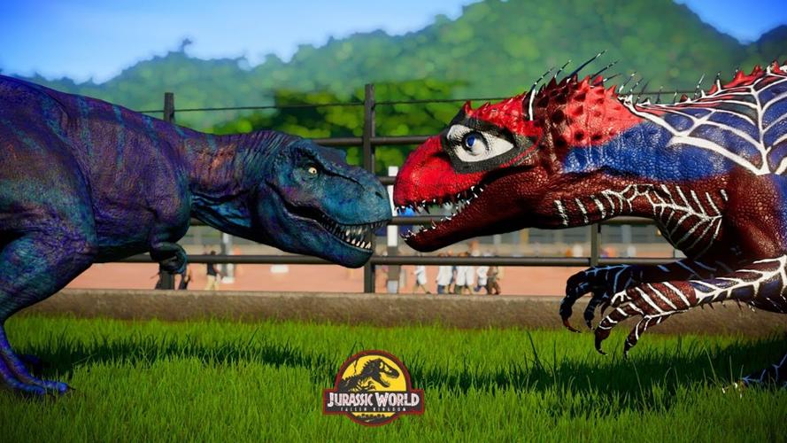 蜘蛛侠狂暴龙vs狂暴迅猛龙异特龙侏罗纪世界进化