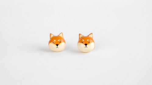 【糖果翼】小清新原创设计纯手工|可爱粘土狗狗耳钉|柴犬