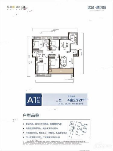 武汉融创城建面130-132平a1户型
