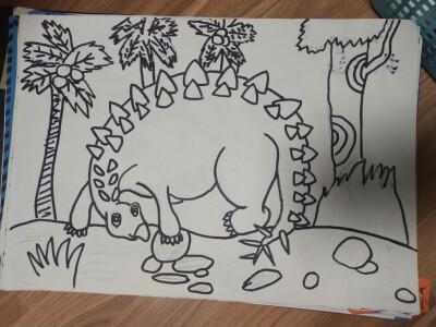 恐龙世界简笔画儿童画