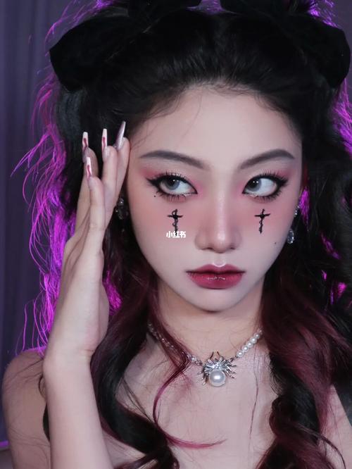 暗黑系7315丧甜厌世妆96创意妆容|教程_腮红_厌世妆_暗黑系