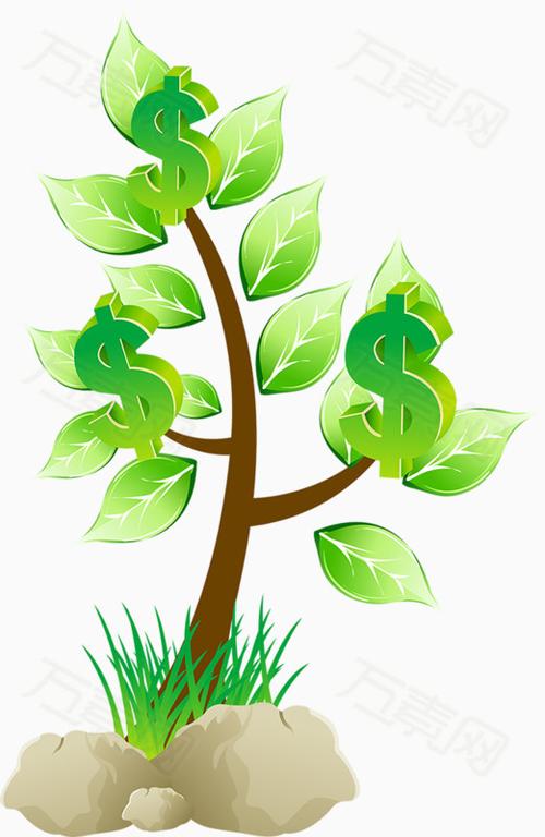 绿色金钱树_卡通手绘_521*800px_编号3540665_png格式