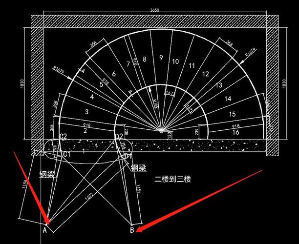 楼梯中的高难度,详解弧形楼梯的坐标测量方法和步骤