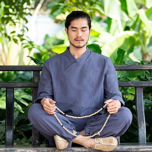 茶服 男 禅意 文艺禅修居士服中国风佛系打坐长袖套装