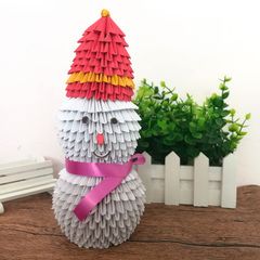 正品12岁新款三角插雪人成品 圣诞礼物手工折纸学生作业作品包邮