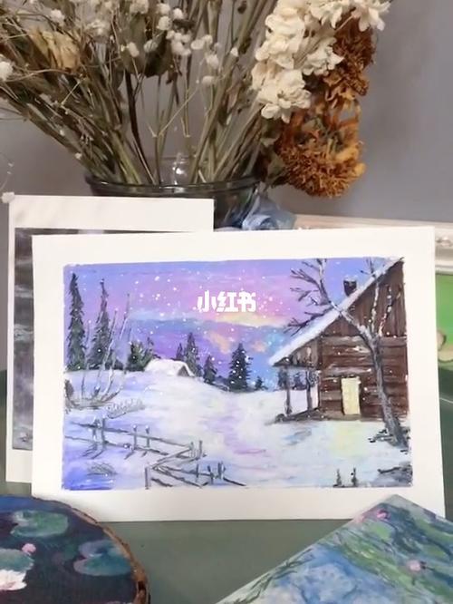 雪景—初次尝试油画棒_油画_雪景_油画棒_文化_绘画