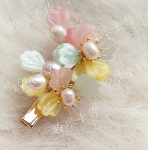 发夹聆琅原创古风花朵百搭多色花瓣汉服发饰古风配饰