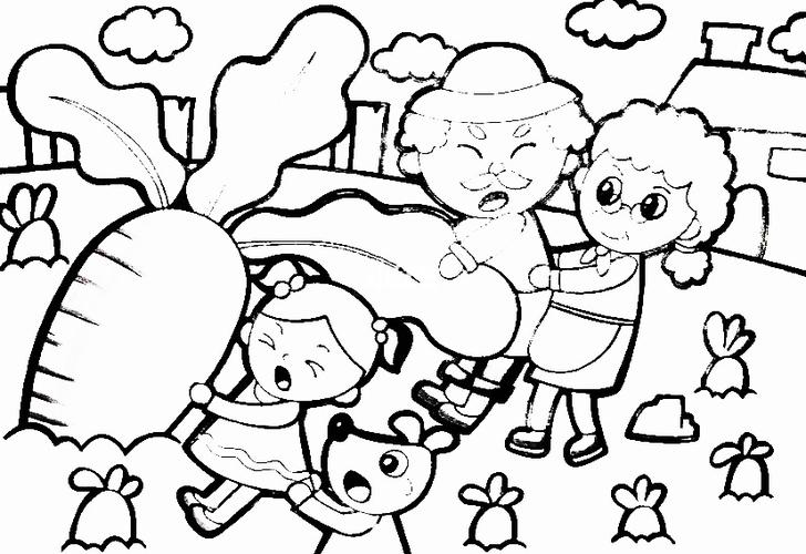幼师考编 故事拔萝卜 儿童画 简易版_幼师_萝卜_故事