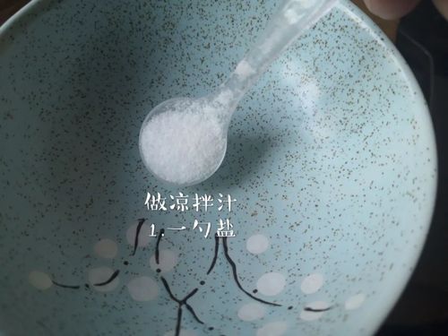 1. 首先先做凉拌汁,一勺盐两克.
