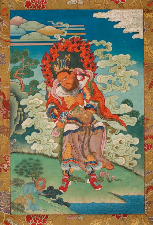 宫廷清乾隆 四大天王之西方广目天王唐卡