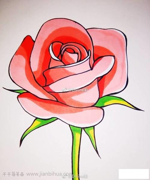 玫瑰花简笔画步骤图