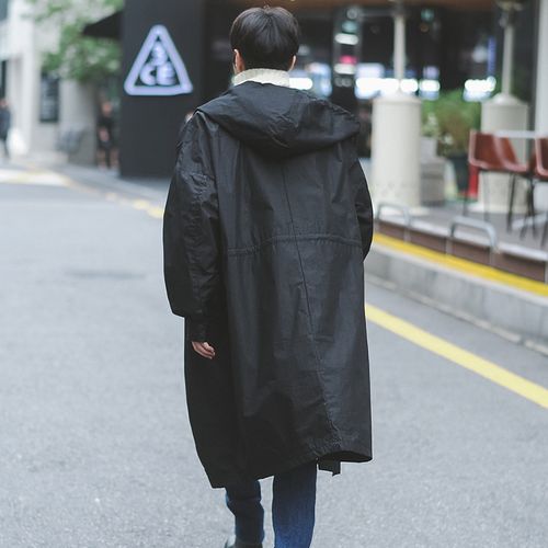 yuansu春秋季中长款风衣男士帅气披风外套大码胖子韩版潮流英伦过膝