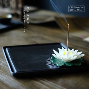 山河先生禅意家居莲花茶盘黑陶瓷香插茶室书房创意礼品茶道礼佛