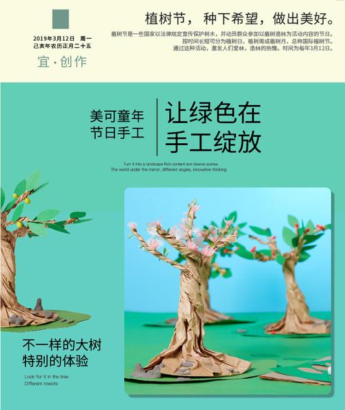 植树节手工diy硕果累累幼儿园儿童自制立体大树活动材料包地球日